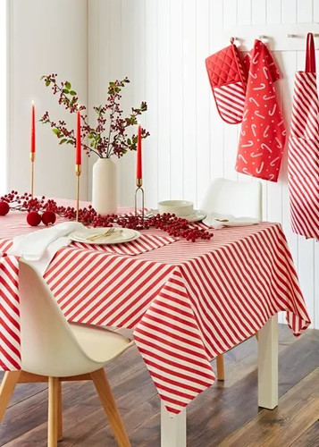 Red white striped christmas - white,