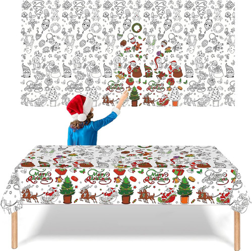 Christmas coloring tablecloth - christmas,