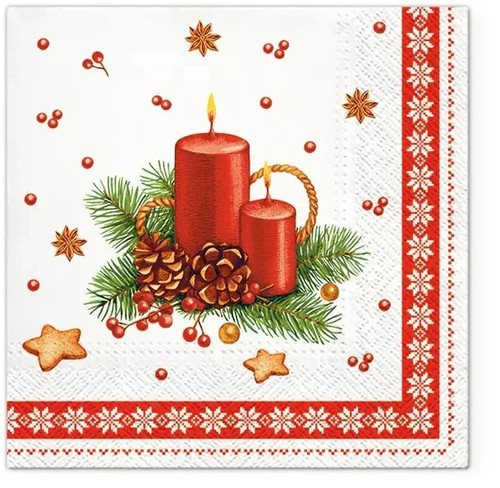Paper napkins christmas candle - napkins,