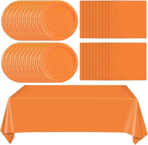 Orange disposable tableware - **orange,