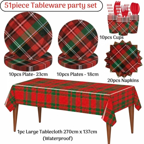 Tartan christmas tableware set - tartan,